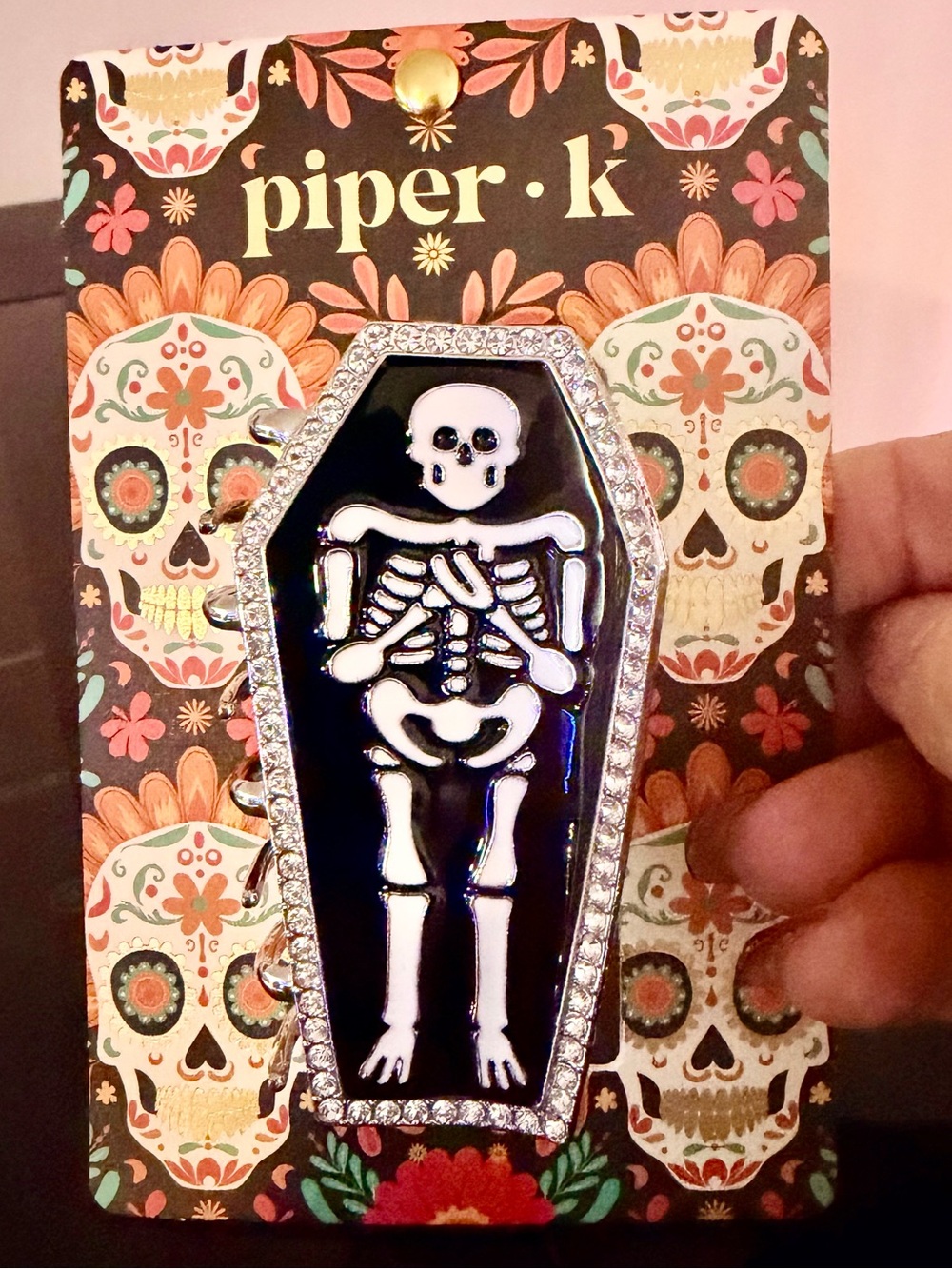 Piper K Rhinestone Skeleton Hair Clip New!